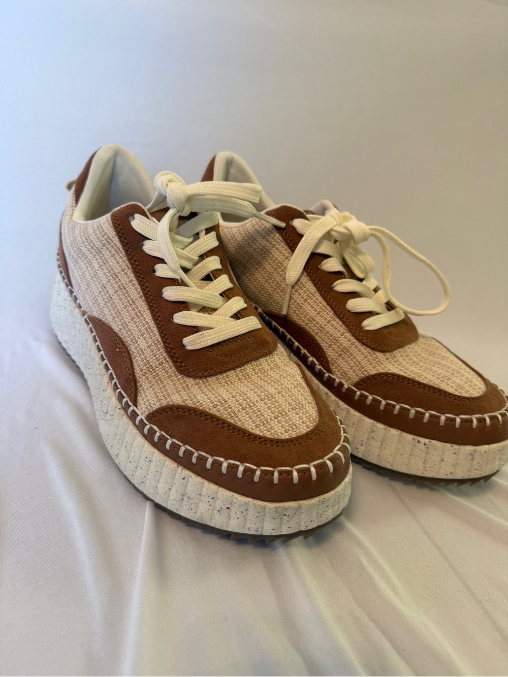 Casual Brown and Cream Platform Sneakers